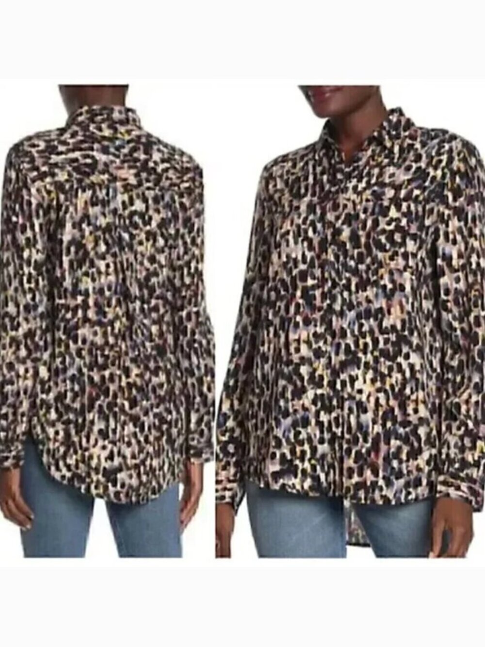 BEACHLUNCHLOUNGE BEACH LUNCH LOUNGE Alana Button Down Multi Abstract Long Sleeve